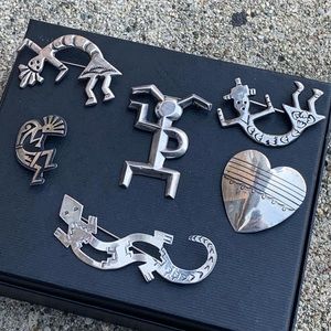 Sterling silver lizard gecko pin 925 brooch western jewelry silver animal